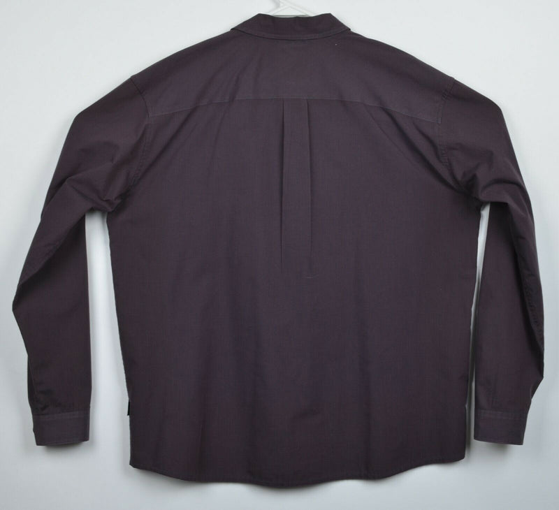 Patagonia Men's XL Burgundy Long-Sleeved Zipped Pockets Hiking Overhand Shirt