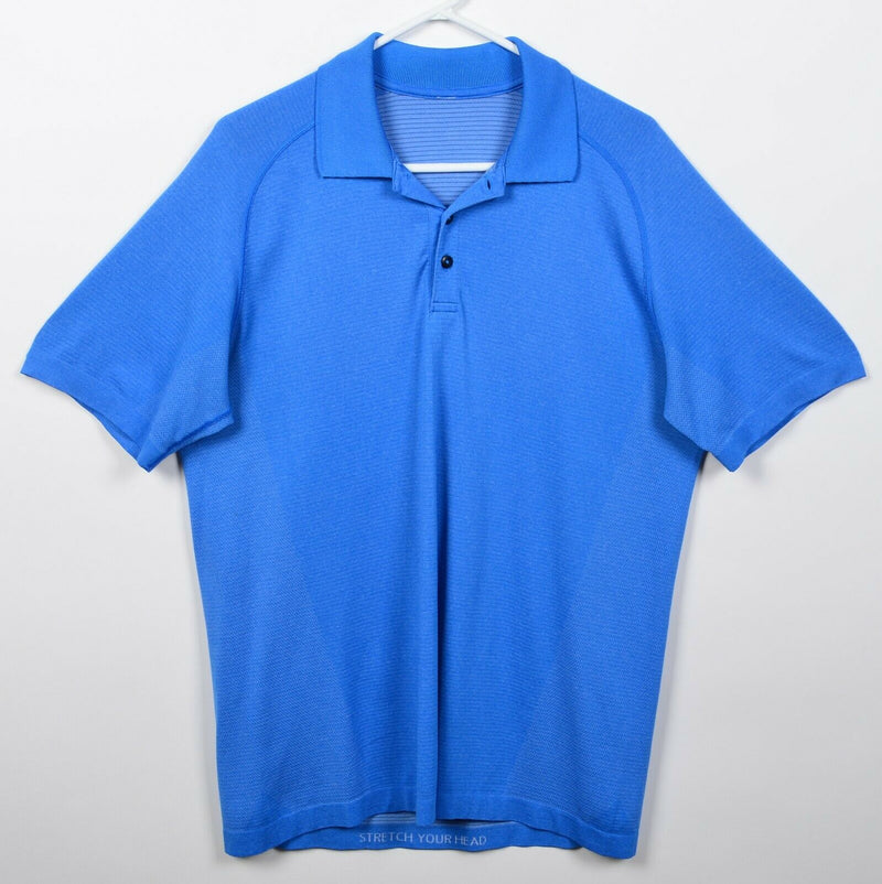 Lululemon Men's Large Solid Blue Athleisure Stretch Wicking S/S Polo Shirt