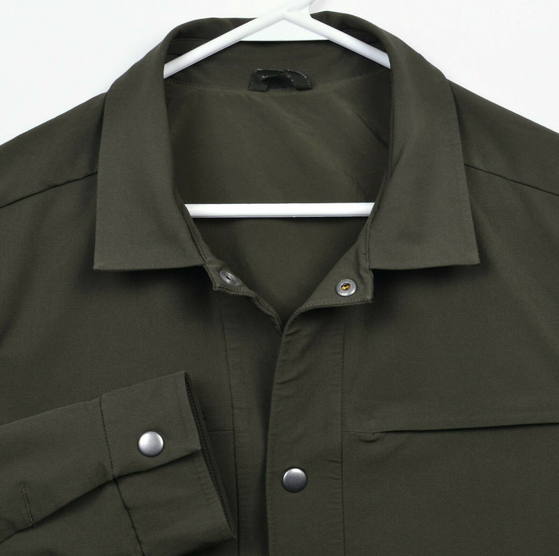 Lululemon Men's Large Snap-Front Zipped Pockets Stretch Solid Olive Green Jacket