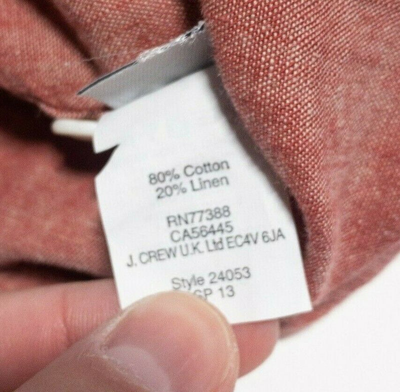 J. Crew Sporting Goods Chambray Shirt Men's Large Red/Pink Cotton Linen Blend