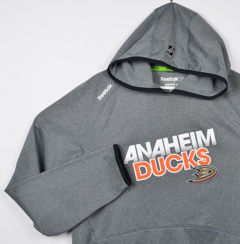 Anaheim Ducks Reebok Hoodie Men's Medium Center Ice Play Dry Gray Sweatshirt