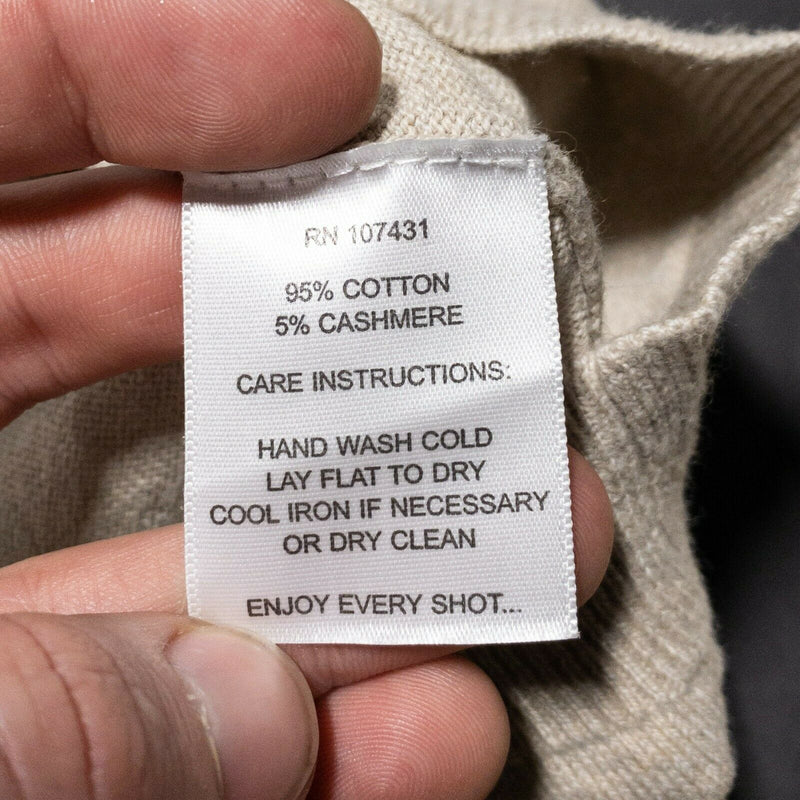 Linksoul Men's Cotton Cashmere Sweater Oatmeal Lightweight Elbow Pads Men's XL
