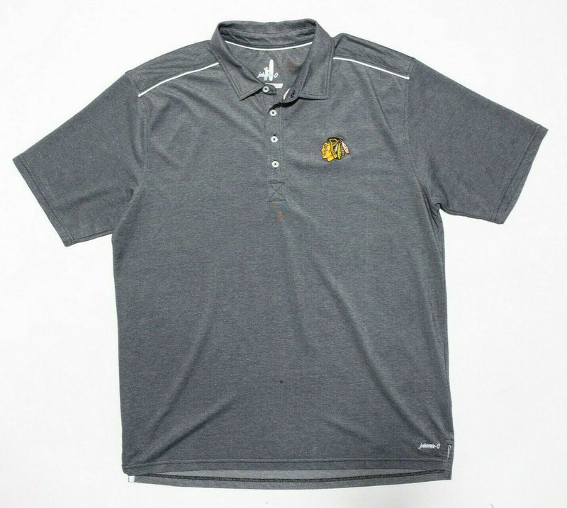 johnnie-O Chicago Blackhawks Polo XL Men's Shirt Golf Gray Wicking NHL Hockey