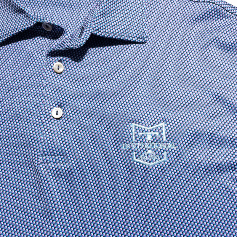 Peter Millar Summer Comfort Polo Shirt Men's Medium Purple Blue Geometric Golf