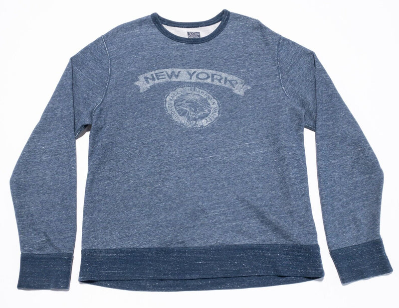 J. Crew Vintage Fleece Sweatshirt Men's Large Hudson New York Graphic Blue Crew