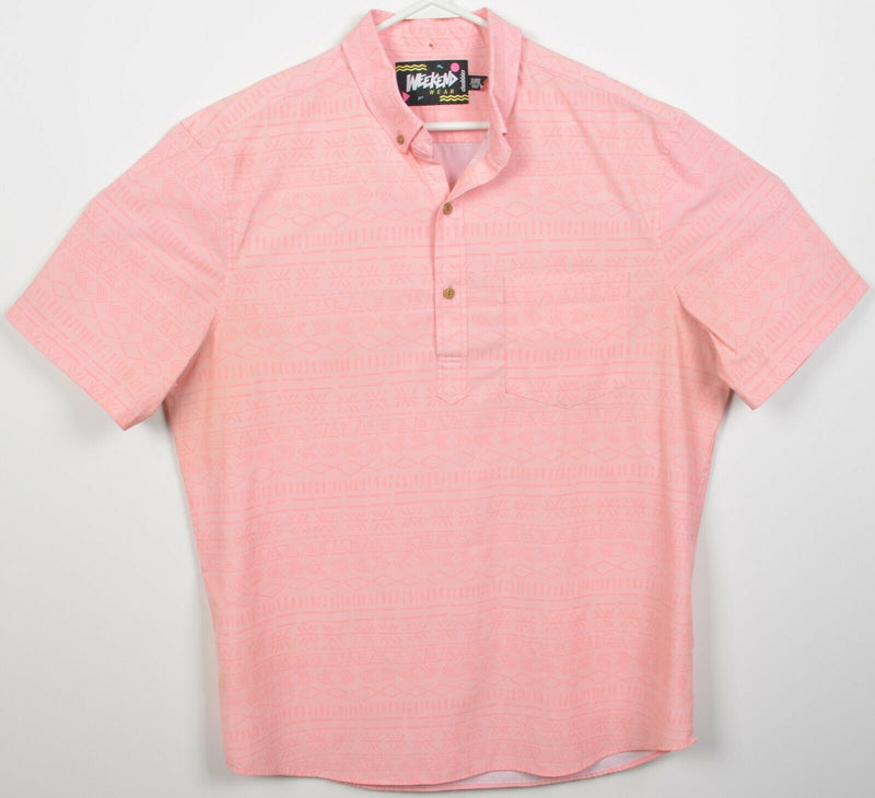 Chubbies Weekend Wear Men's XL Pink Geometric Wicking Polyester Popover Shirt