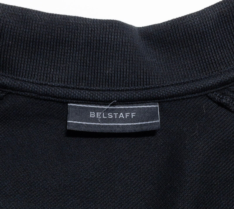 Belstaff Polo Shirt Men's 2XL Solid Black Short Sleeve Pocket Logo Classic