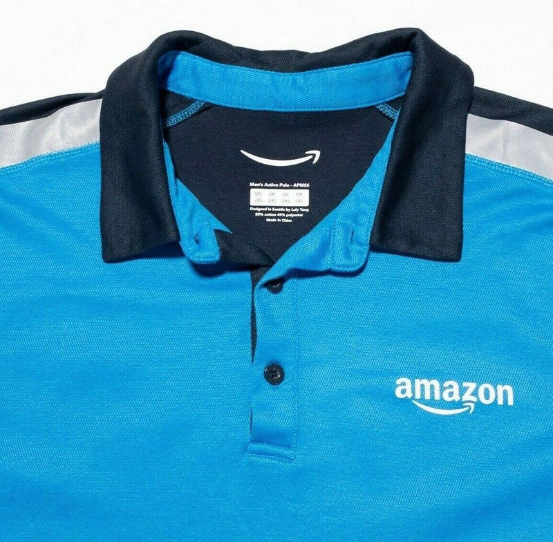 Amazon Delivery Driver Uniforms Mens 2XL Polo Shirt Blue Short Sleeve Reflective