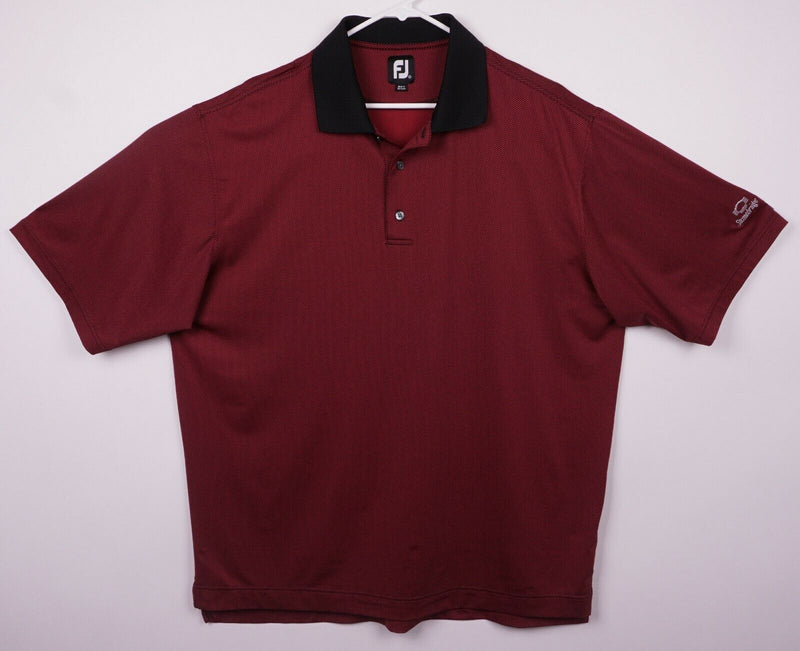 FootJoy Men's XL Red Black Micro-Check Plaid FJ Performance Golf Polo Shirt
