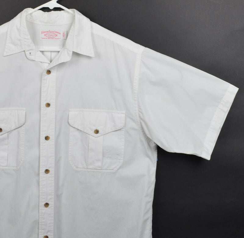 CC Filson Men's Sz Large Solid White Safari Short Sleeve Button-Front Shirt