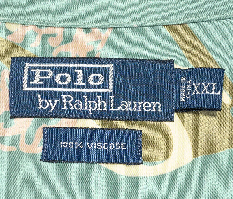 Polo Ralph Lauren Camp Shirt XXL Men's Vintage Graphic Viscose Fish Green 2XL