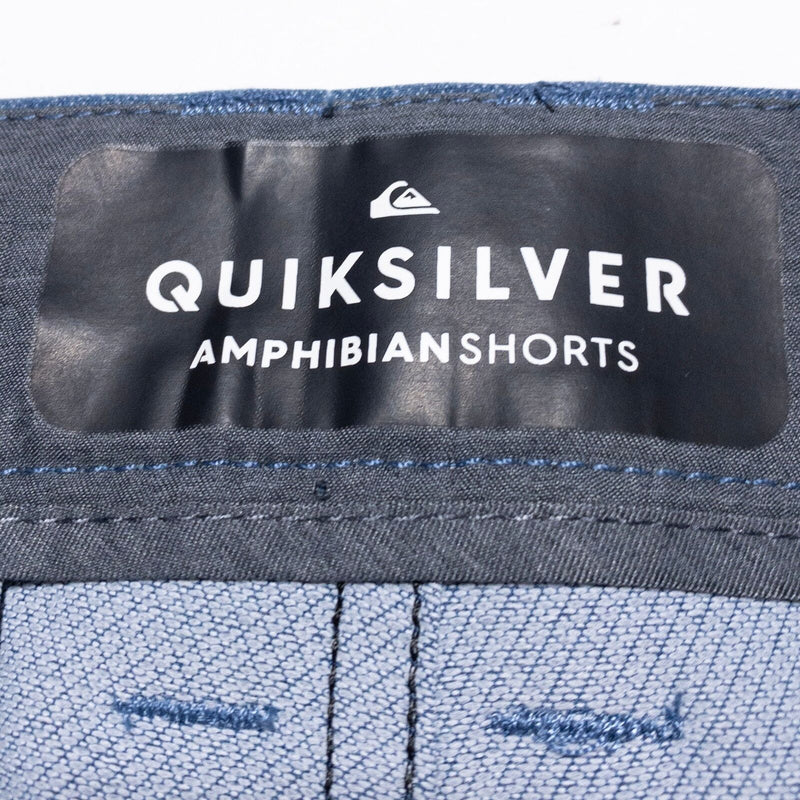 Quiksilver Shorts Men's 33 Solid Blue Wicking Dry Flight Water Repellant Stretch