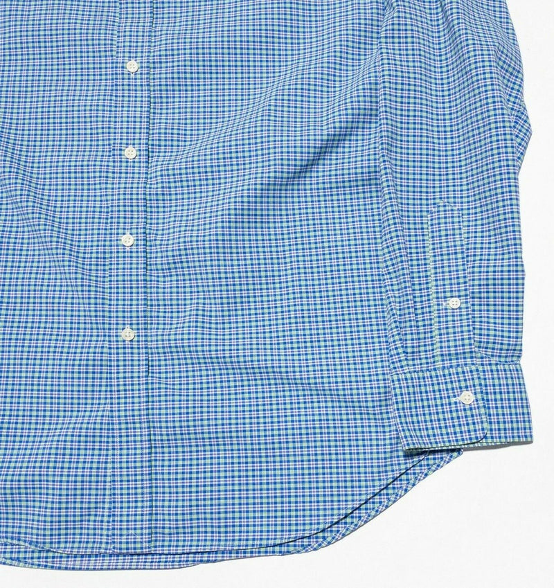 Polo Ralph Lauren Performance Shirt Large Men's Long Sleeve Blue Check Wicking