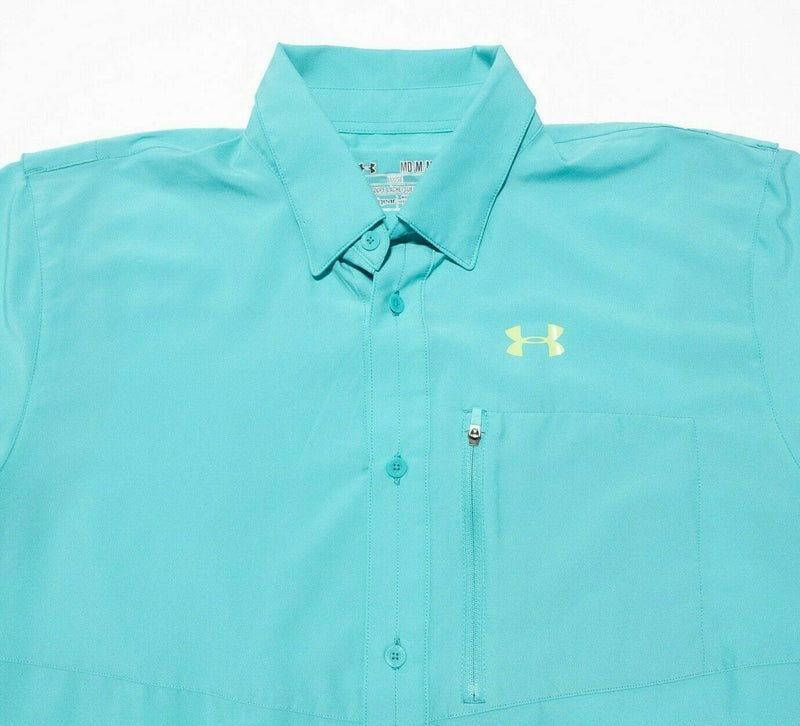 Under armour Heat Gear Shirt Medium Loose Vented Fishing Turquoise Outdoor