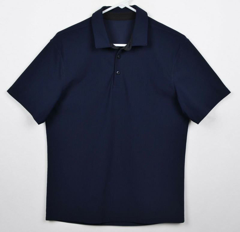 Lululemon Men's Sz Small? Metal Vent Tech Solid Navy Blue Athleisure Polo Shirt