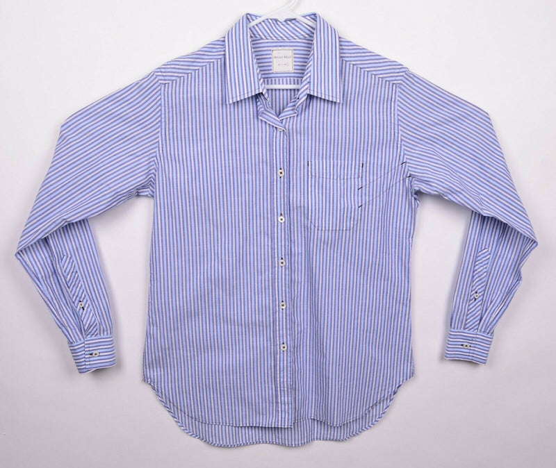 Billy Reid Men's Sz Large Blue White Striped Made in Italy Pocket Shirt