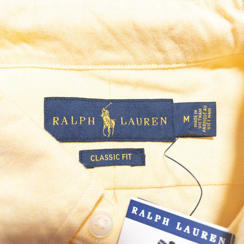 Polo Ralph Lauren Shirt Men's Medium Classic Fit Button-Down Oxford Solid Yellow