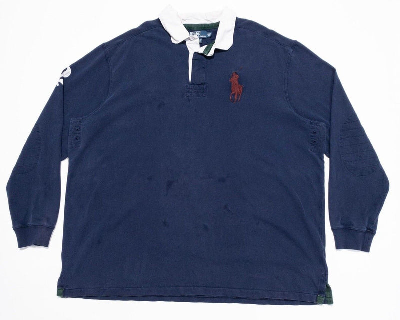 Polo Ralph Lauren 4XLT Rugby Shirt Men's Big Pony Long Sleeve Navy Blue 4XL Tall