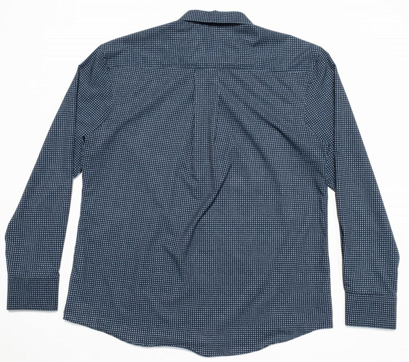 Vince Camuto Men's XL Shirt Long Sleeve Navy Blue Print Polka Dot Polyester