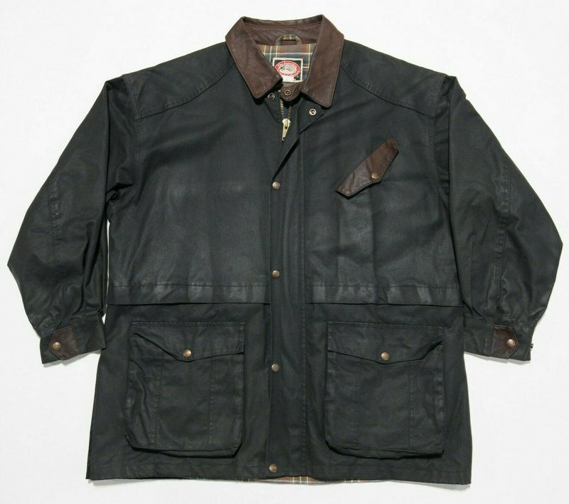 Australian Outback Collection Men's XL Oilskin Waxed Flannel Lined Black Jacket