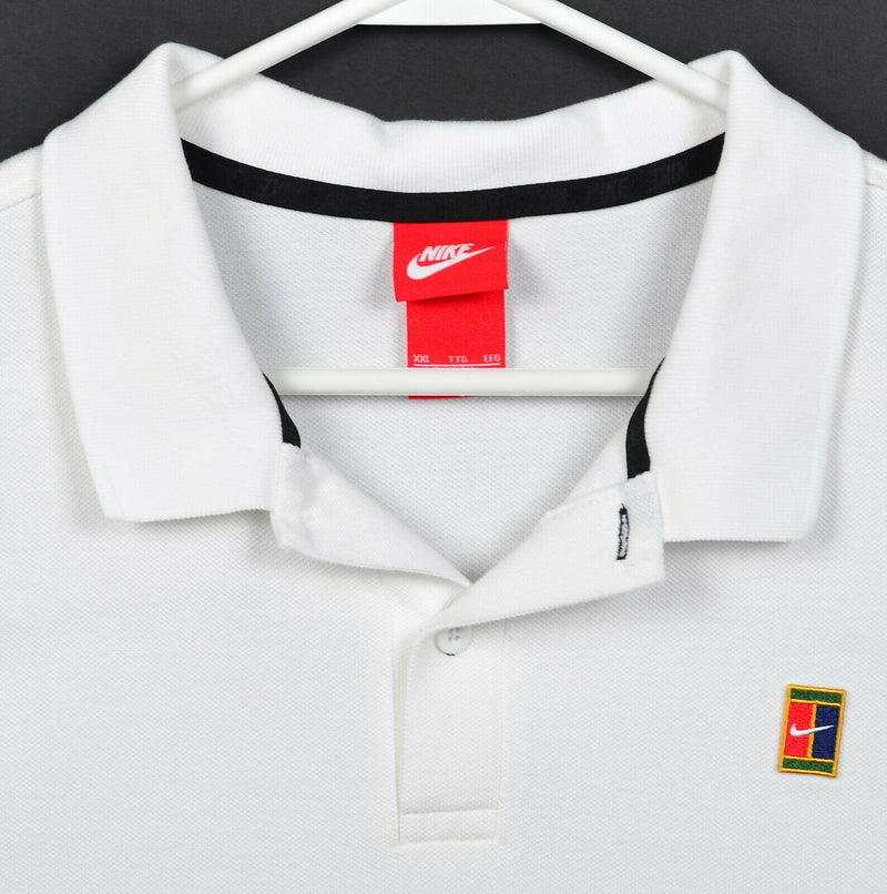 Nike Challenge Court Men's 2XL Solid White Tennis Sampras Agassi Polo Shirt