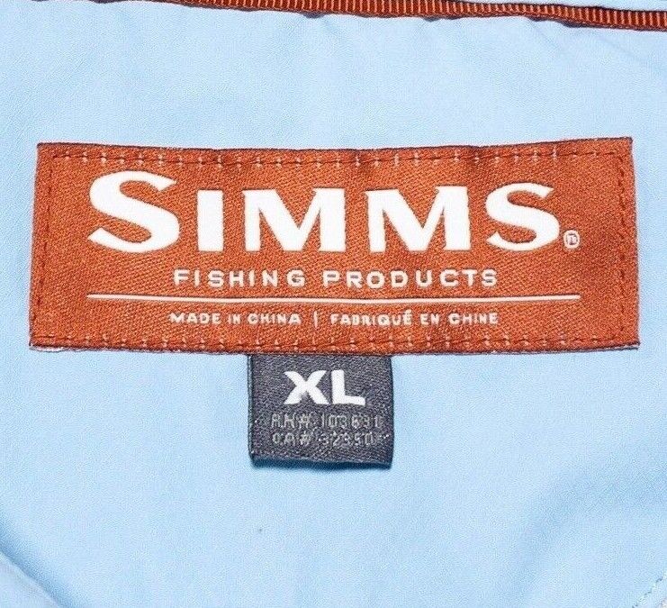 Simms Fishing Shirt XL Men's Light Blue Solid Outdoor Short Sleeve Button-Front