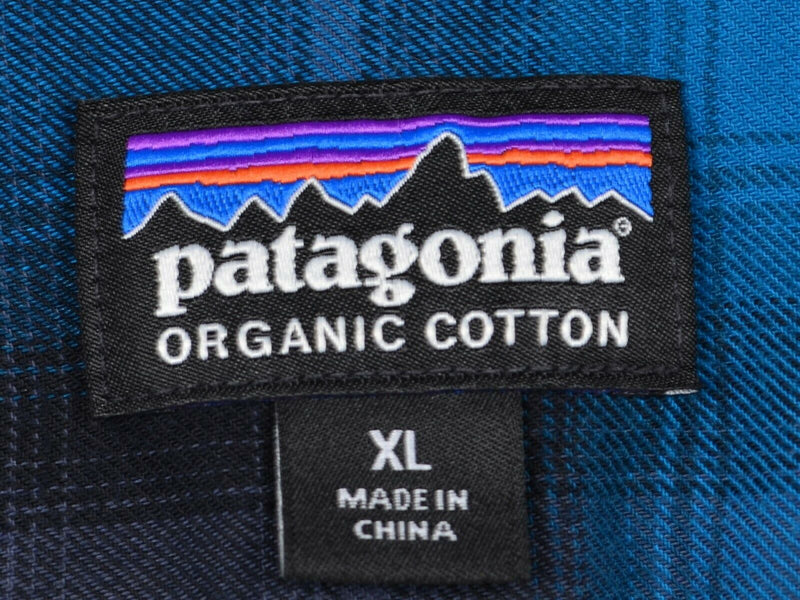 Patagonia Organic Cotton Men's XL Blue Black Plaid Buckshot Flannel Shirt