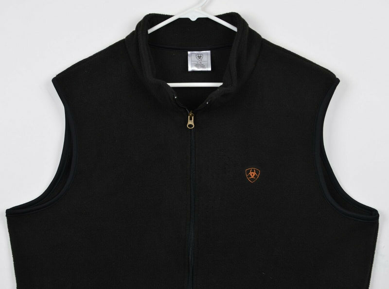 Ariat Men's Large Solid Black Full Zip Embroidered Logo Polyester Fleece Vest