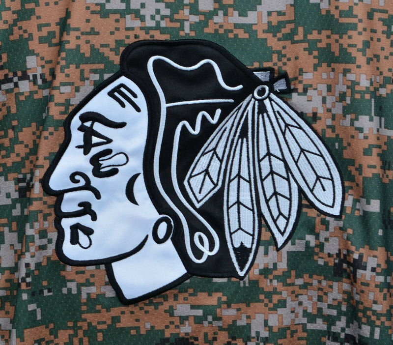 Chicago Blackhawk Youth Sz L/XL Camouflage Reebok Sewn NHL Hockey Jersey