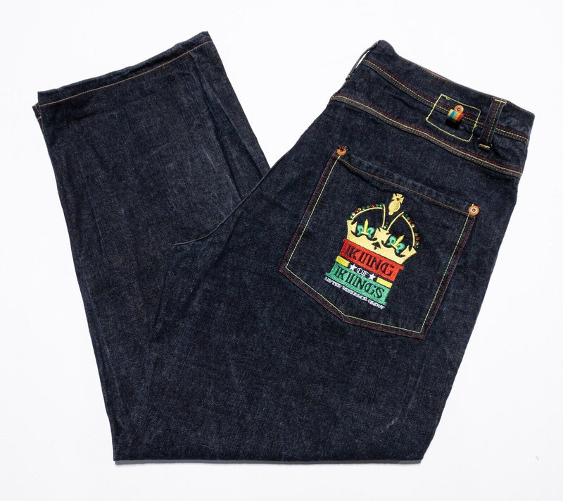 LRG Lifted Research Group Jeans Men's 40x32 King of Kings Embroidery Denim Baggy