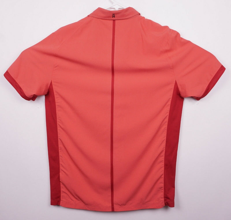 Tiger Woods Collection Men's Sz Medium Nike Orange Red Snap Vented Golf Shirt