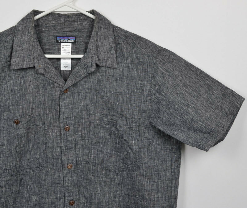 Patagonia Men's Medium Hemp Blend Gray Migration Short Sleeve Button-Front Shirt