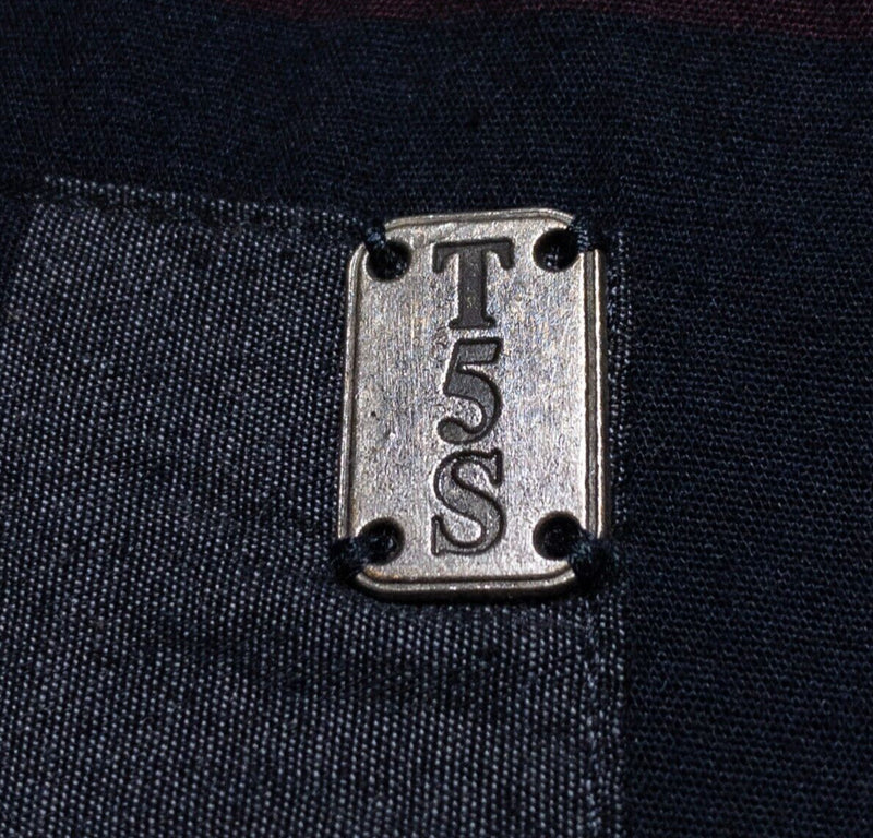 Triple Five Soul Shirt Men's Small Striped Long Sleeve Button-Front Gray Black