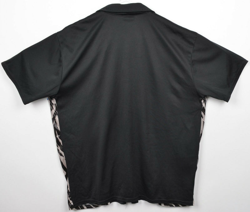 Positano Men's Large Zebra Print Panel Stripe Black Disco Club Shiny Camp Shirt