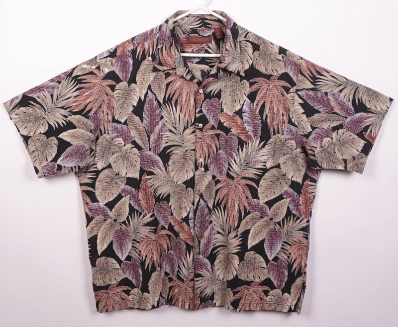Tori Richard Men's 2XL Brown Floral Leaf Print Cotton Lawn Hawaiian Aloha Shirt