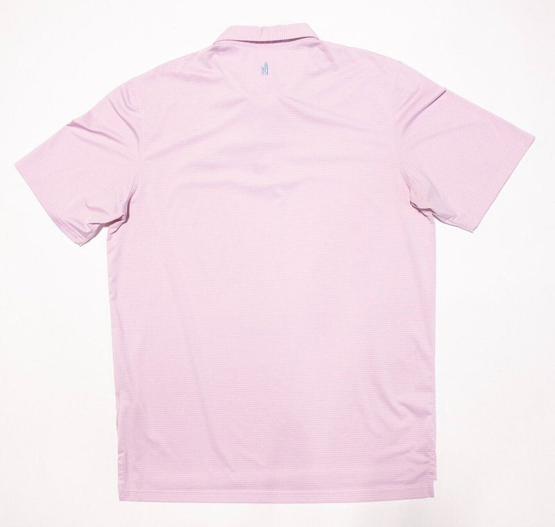 johnnie-O Prep-Formance Large Men's Polo Pink Striped Wicking Albatross Golf