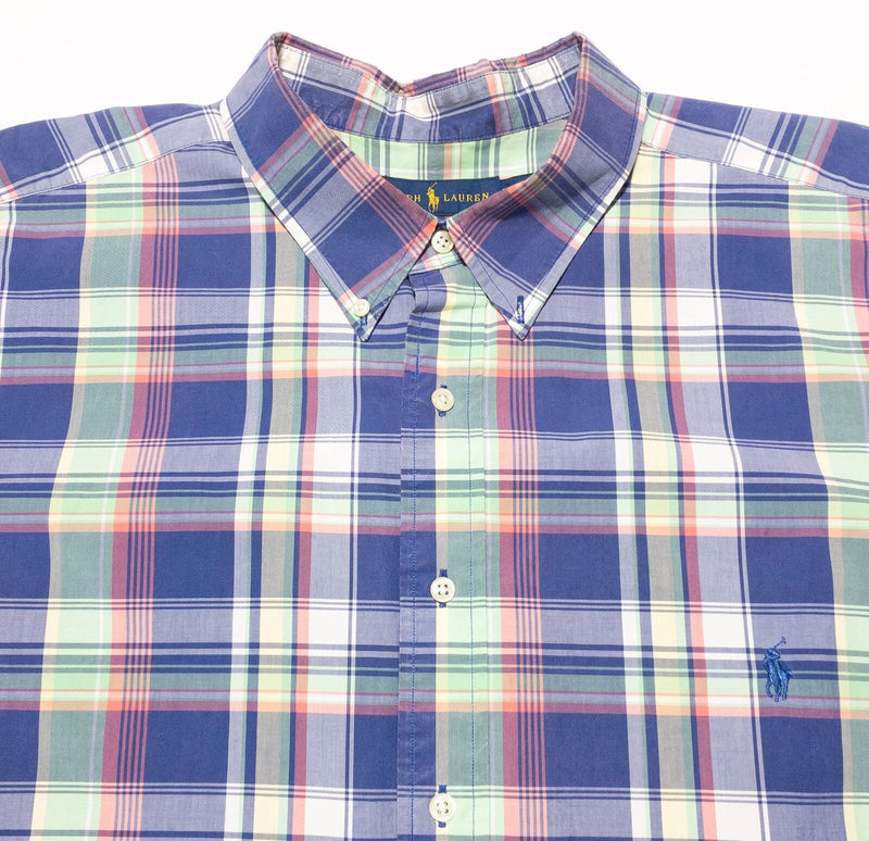 Polo Ralph Lauren 3XB Men's Shirt Button-Down Blue Multicolor Plaid Short Sleeve