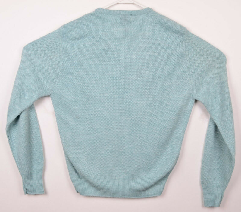 Vintage 80s Izod Lacoste Men's Medium Orlon Acrylic Green/Blue V-Neck Sweater