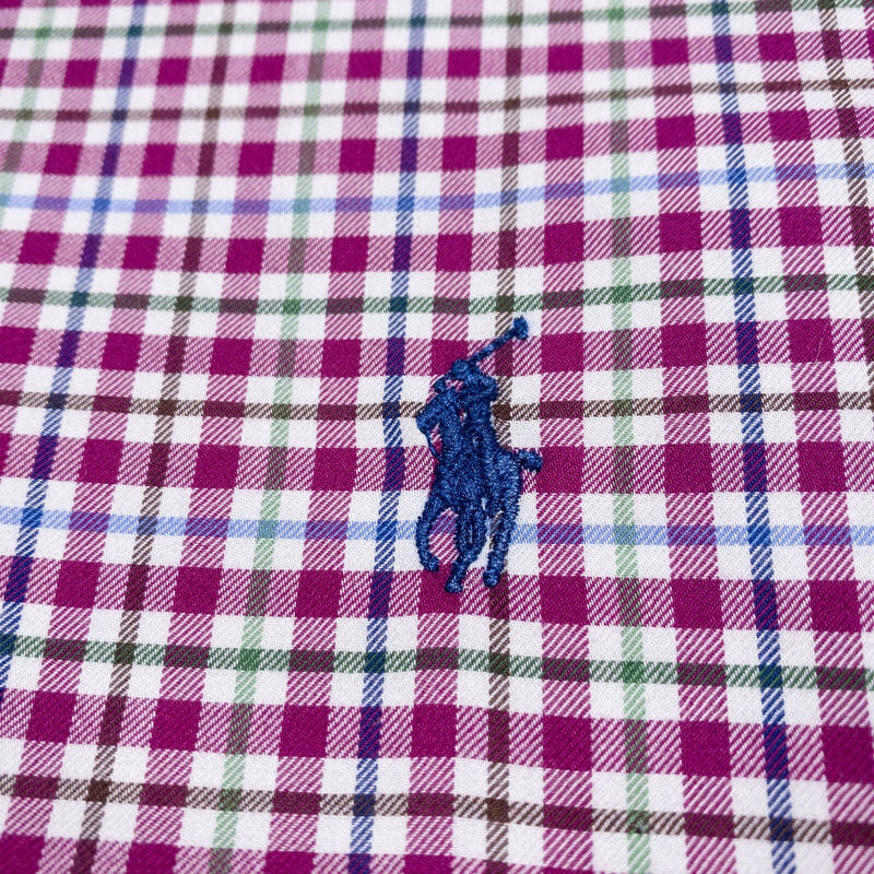 Polo Ralph Lauren Shirt Men's Medium Slim Fit Button-Up Pink/Purple Plaid Check