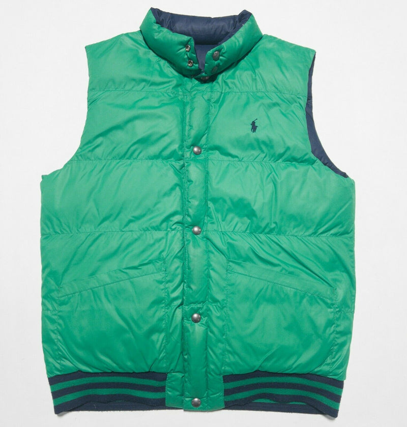 Polo Ralph Lauren Boy's XL (18-20) Down Reversible Green Blue Bubble Puffer Vest