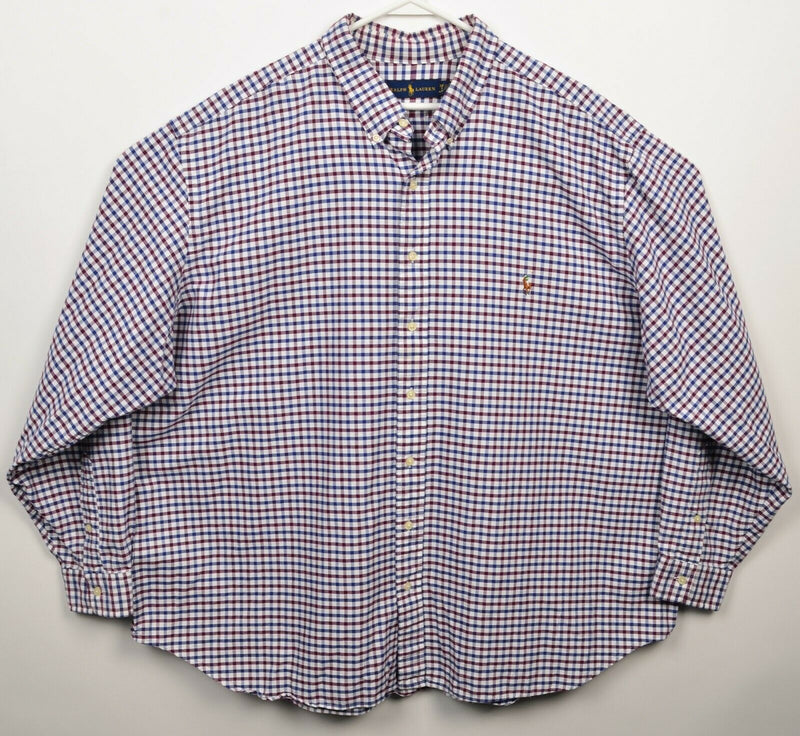 Polo Ralph Lauren Men's 3XB (3XL Big) Blue Maroon Red Check Button-Down Shirt