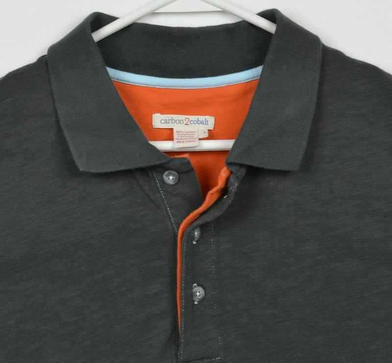 Carbon 2 Cobalt Men's Large Dark Gray Orange Double-Shirt Polo Shirt