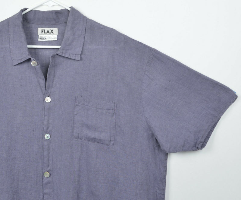 Flax Jeanne Engelhart Men's Sz Medium? 100% Linen Purple Vacation Loose Shirt