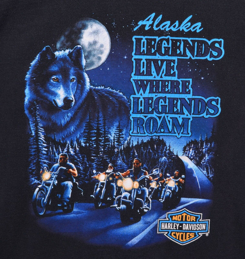 Vtg 1994 Harley-Davidson Men's Sz Large Wolf Alaska Legends Live Biker T-Shirt