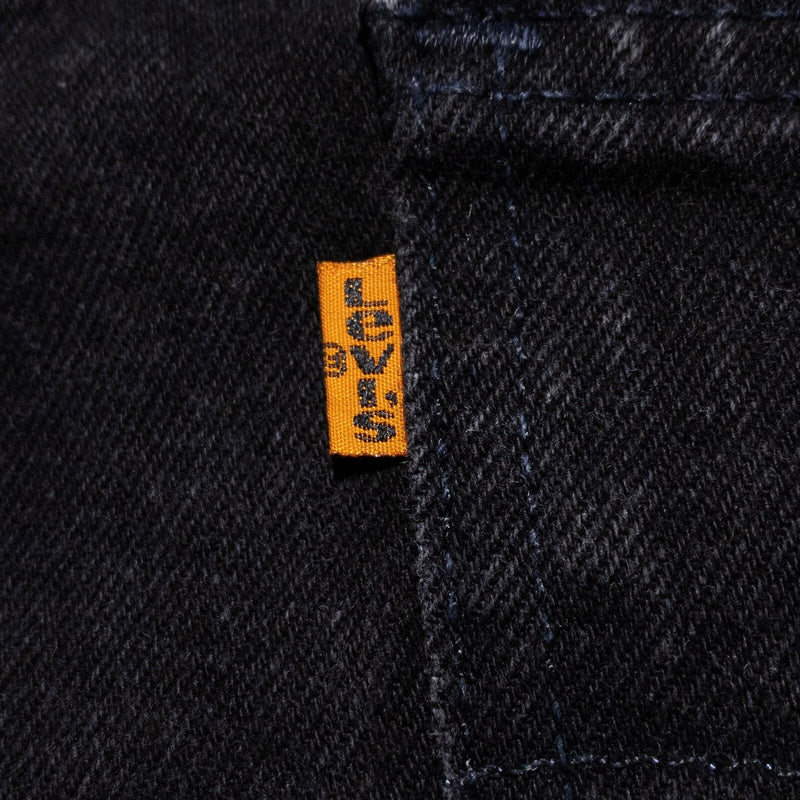 Levi's 505 Straight Leg Jeans Men's 33x34 Black Denim Vintage USA Orange Tab