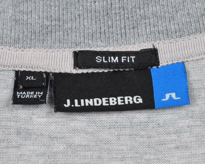 J. Lindeberg Men's XL Slim Fit Gray Houndstooth Plaid Golf Polo Jacquard Shirt