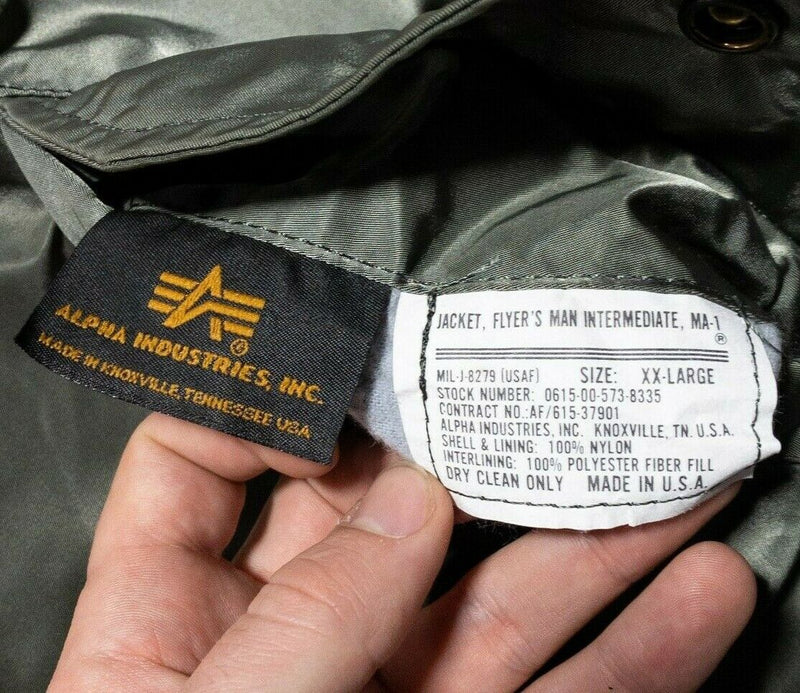 Alpha Industries MA-1 Flyer Jacket USAF US Air Force MIL-J-8279 Men's 2XL