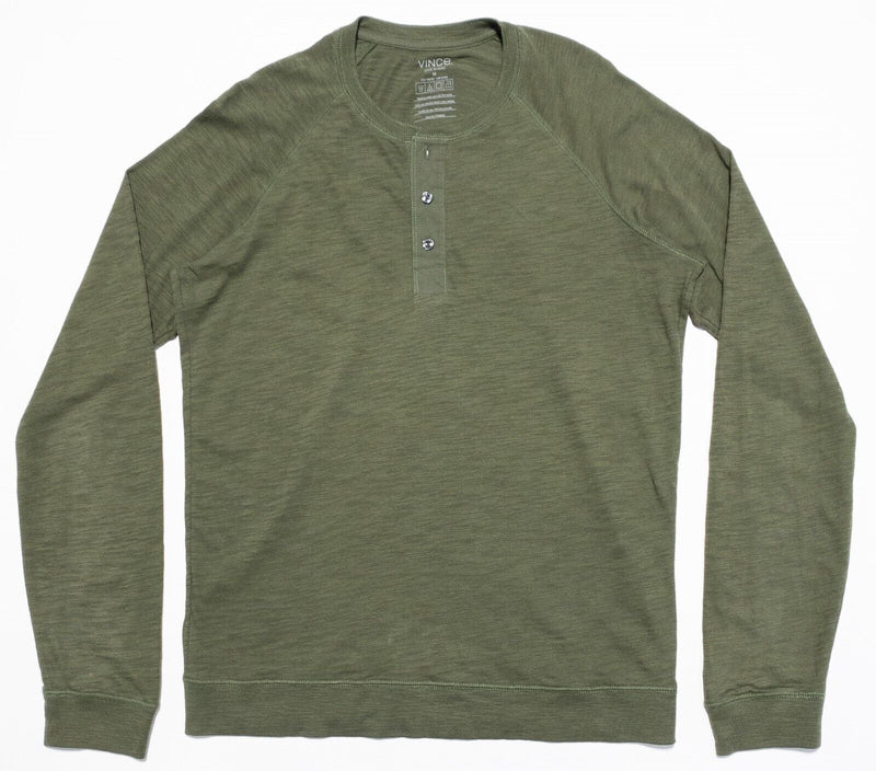 Vince Long Sleeve Henley Men's Medium Green 3-Button Pullover T-Shirt