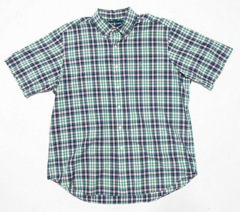 Polo Ralph Lauren XL Classic Fit Men's Button-Down Shirt Green Pink Plaid Pony