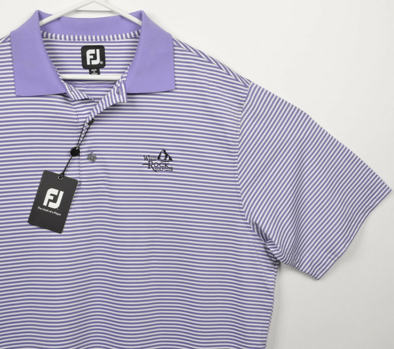 FootJoy Men's XL Purple White Striped Wild Rock FJ Golf Performance Polo Shirt